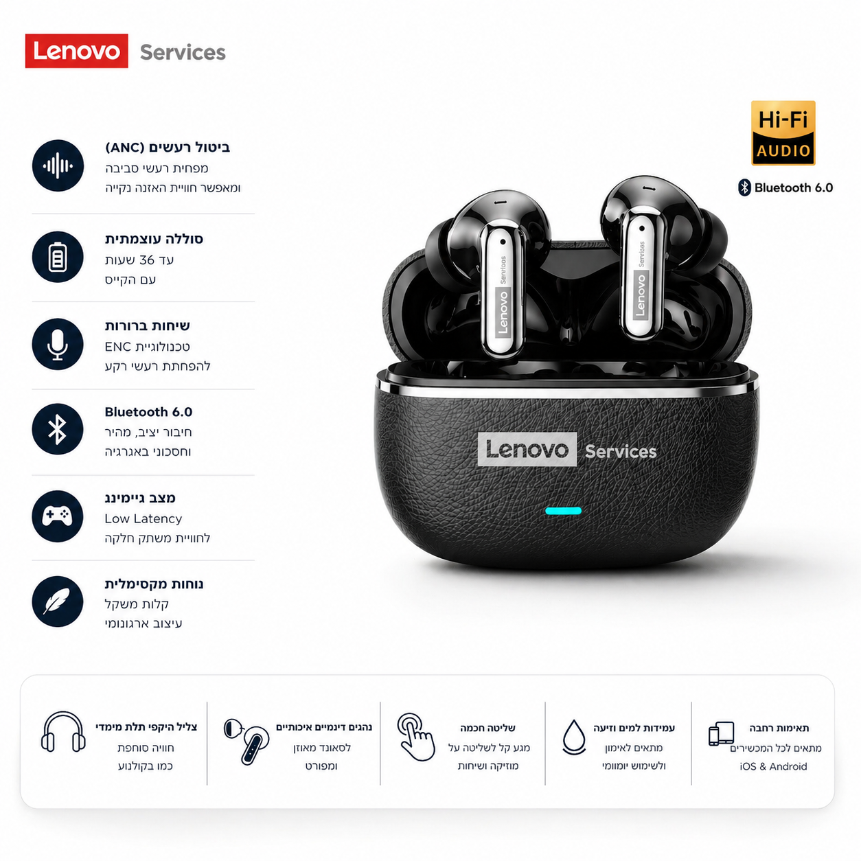אוזניות אלחוטיות | Lenovo LE208 Pods